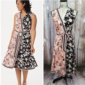 ISAAC Mizrahi Floral Faux Wrap Tie Waist Dress